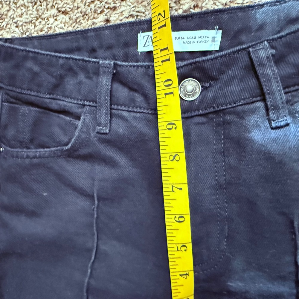 ZARA‎ Black Wide Leg Cropped Jeans Womens Size 2 US EUR 34 - Picture 8 of 9